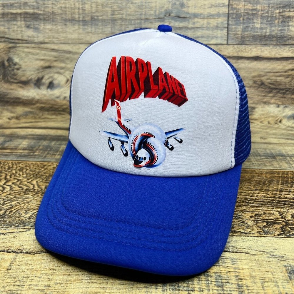 Airplane Mens Trucker Hat Blue Snapback 1980 Cult Comedy Classic Call Me Shirley